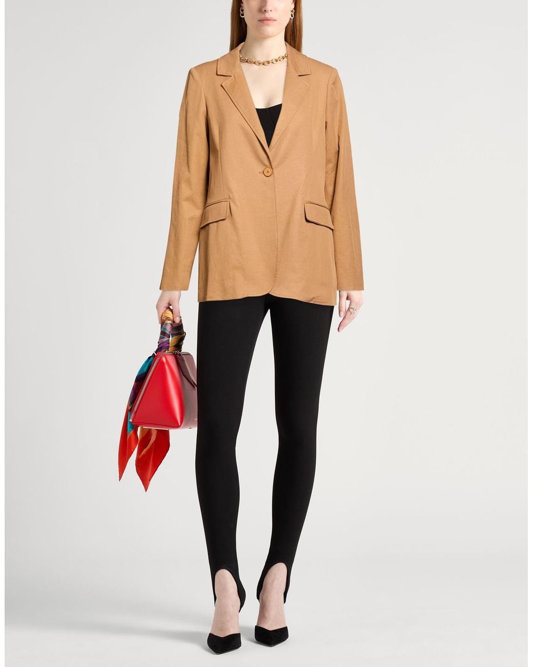 Momoní Natural Camel Blazer Cotton, Linen, Elastane