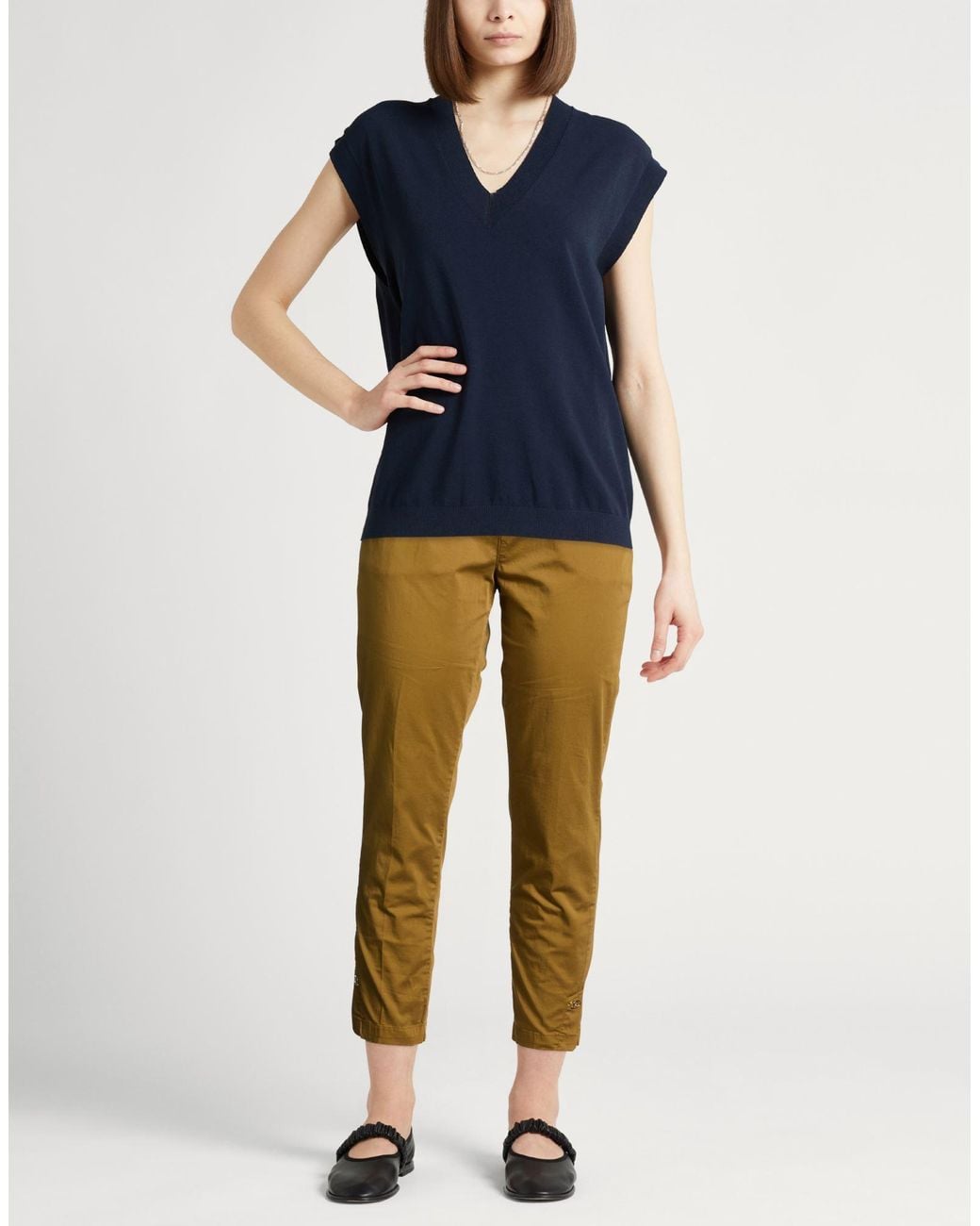 Liu Jo Natural Camel Pants Cotton, Elastane