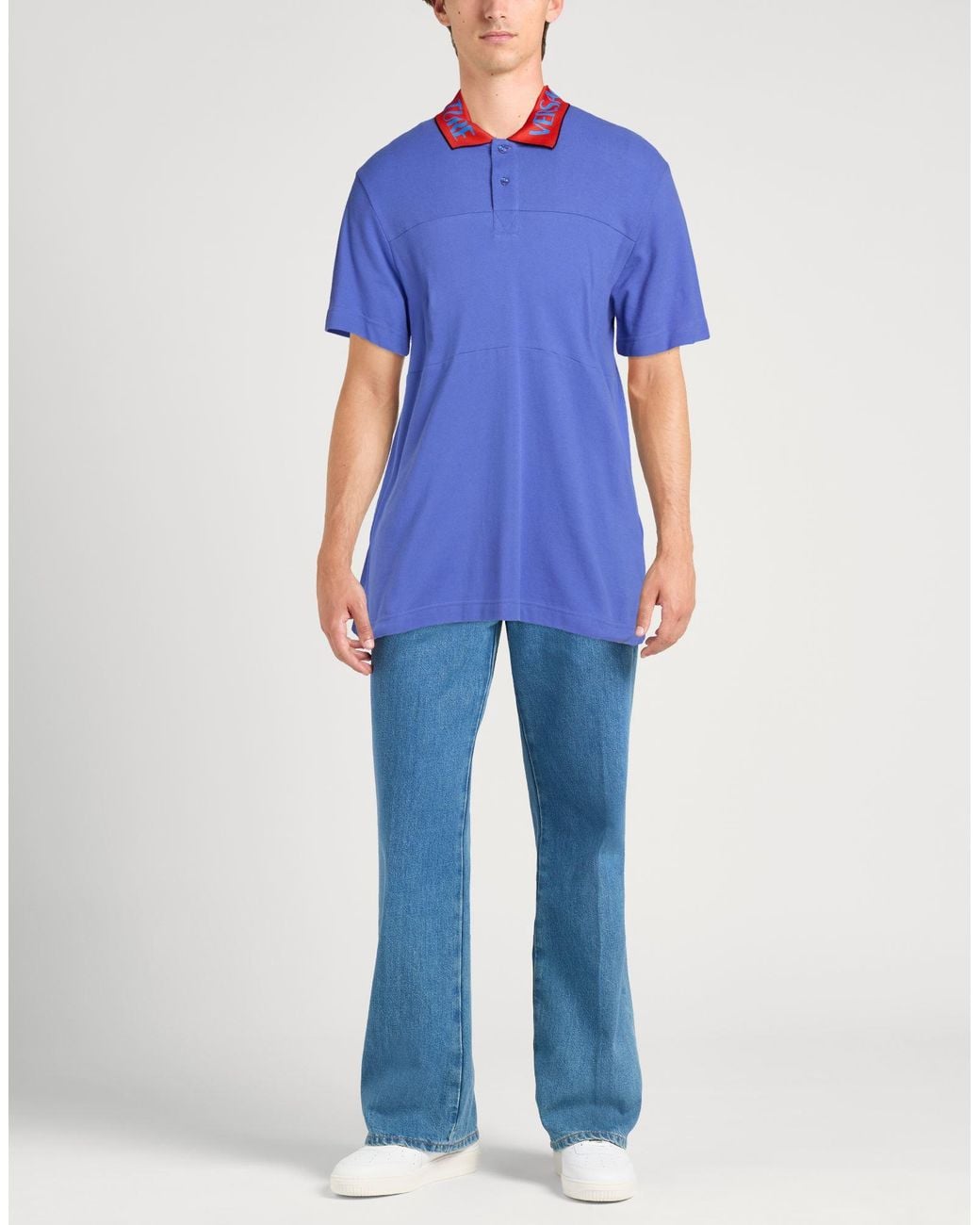 Versace Jeans Couture Blue Polo Shirt Cotton, Polyester, Lyocell for men