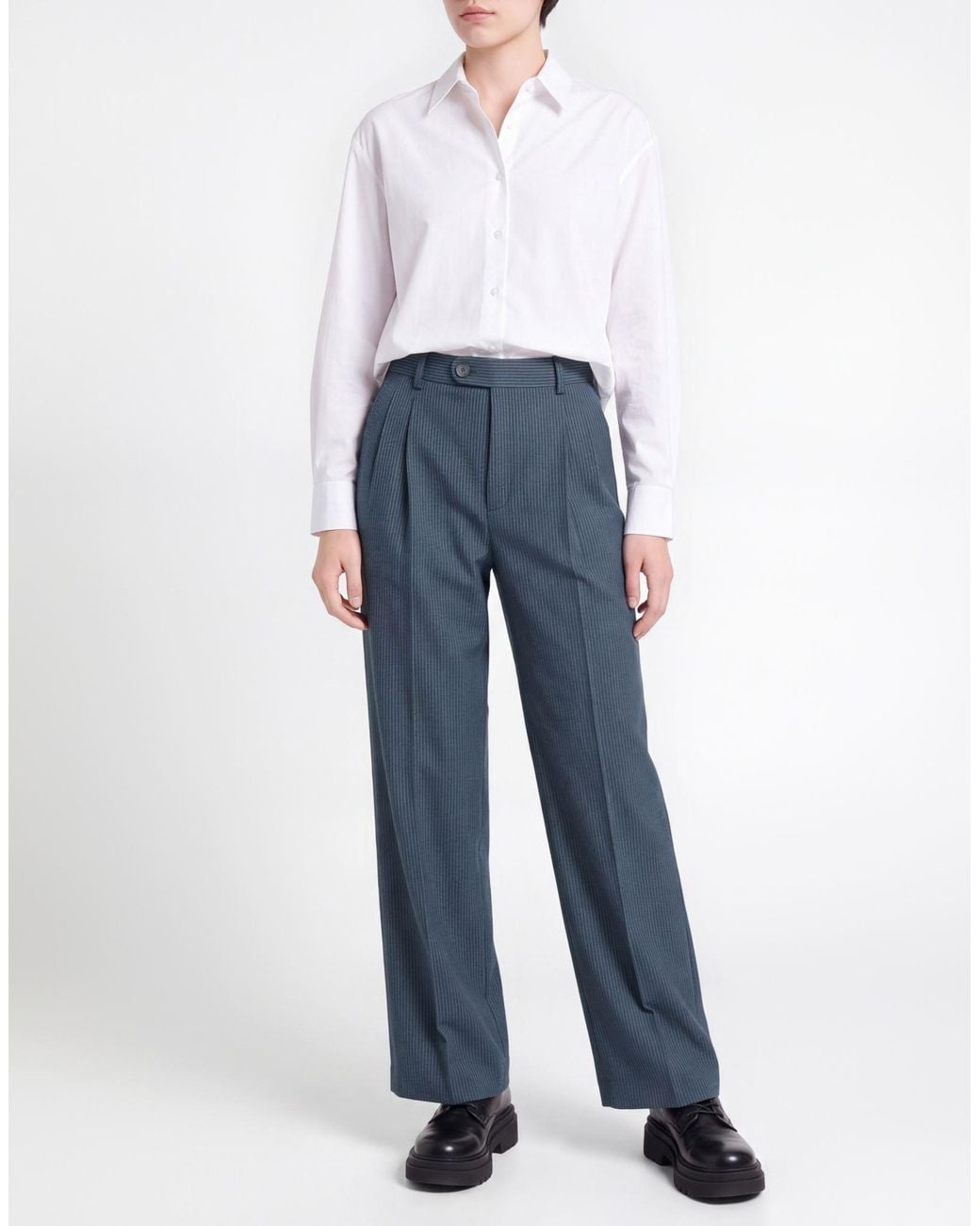 Sandro Blue Slate Pants Polyester, Wool, Viscose, Elastane