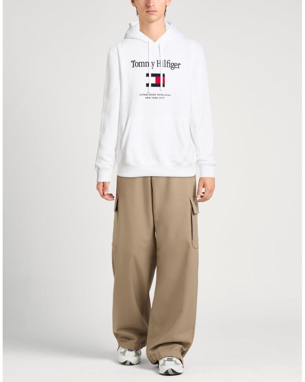 Tommy Hilfiger White Sweatshirt Cotton, Recycled Polyester for men