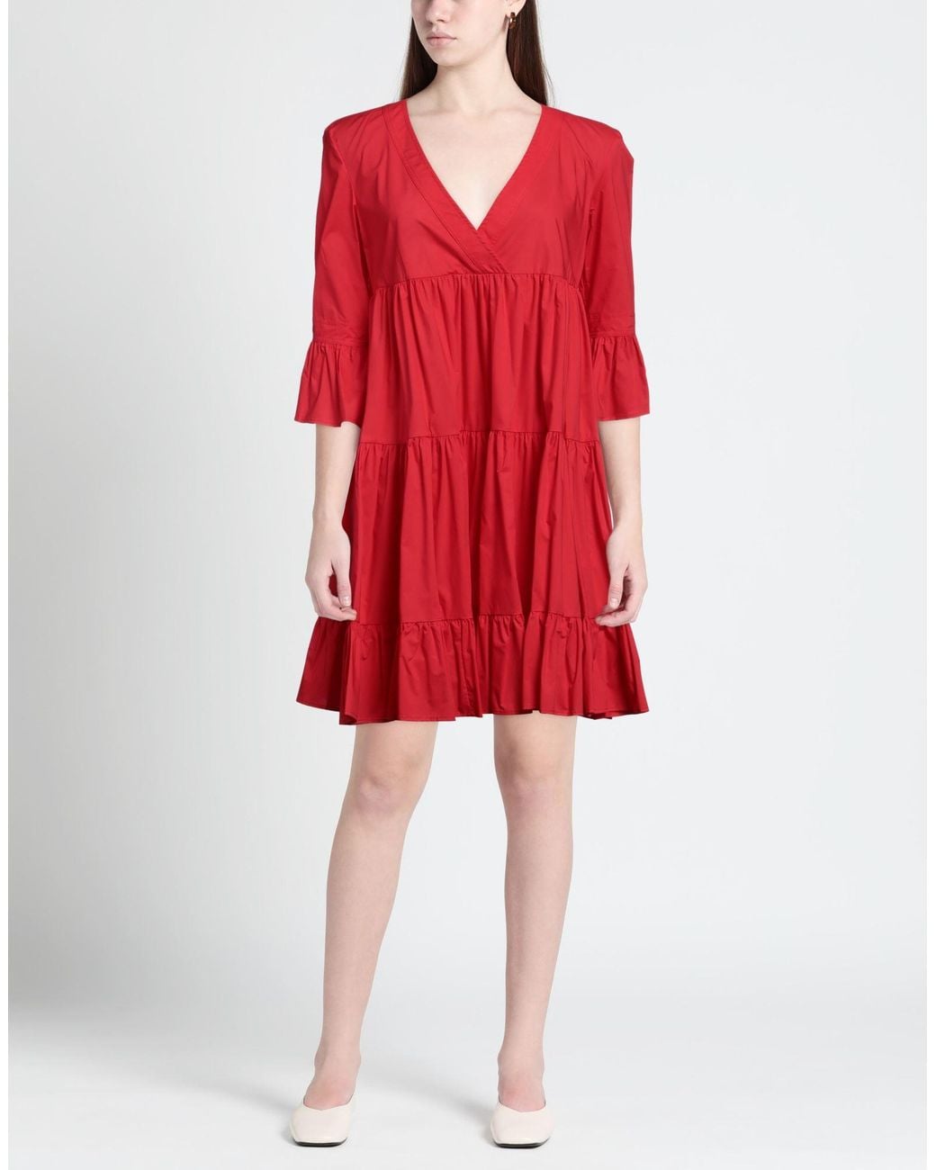 MEIMEIJ Red Midi Dress Cotton