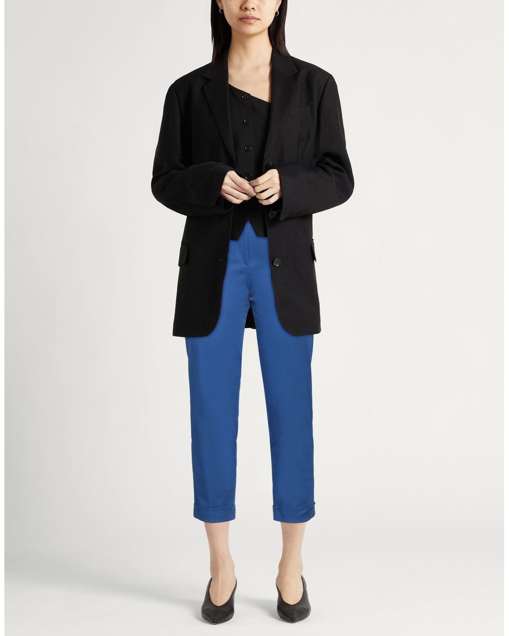 Etro Blue Slate Pants Cotton, Elastane