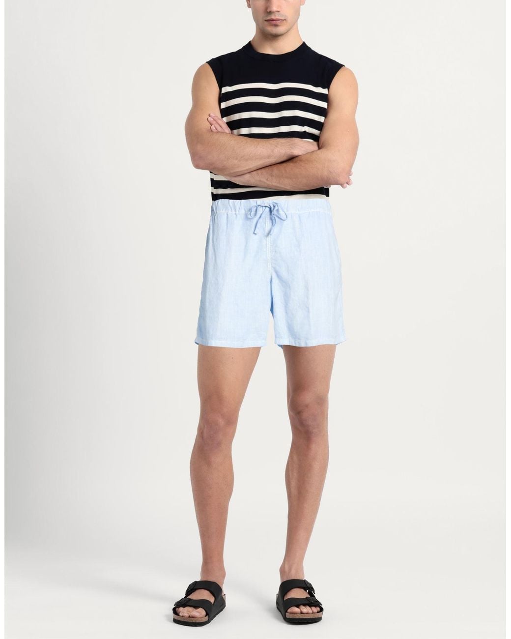 120% Lino Blue Shorts & Bermuda Shorts Linen for men