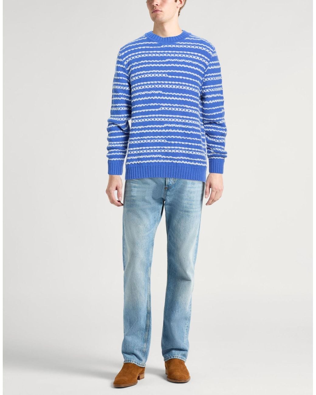 Daniele Fiesoli Blue Sweater Merino Wool, Polyamide, Cashmere for men
