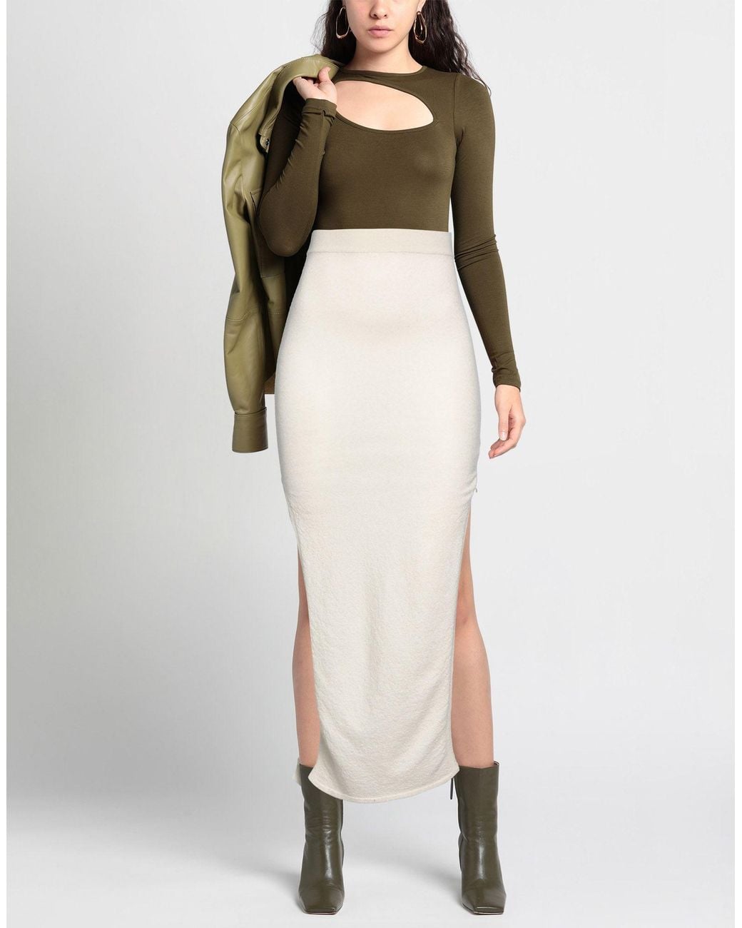 Rick Owens White Long Skirt