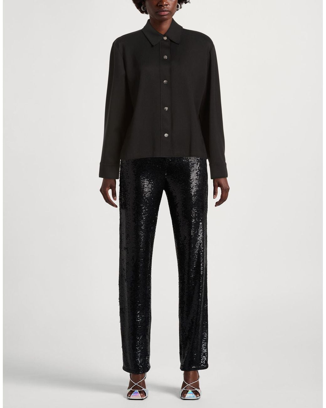 SEVENTY VENEZIA Black Shirt Polyamide, Cotton, Elastane