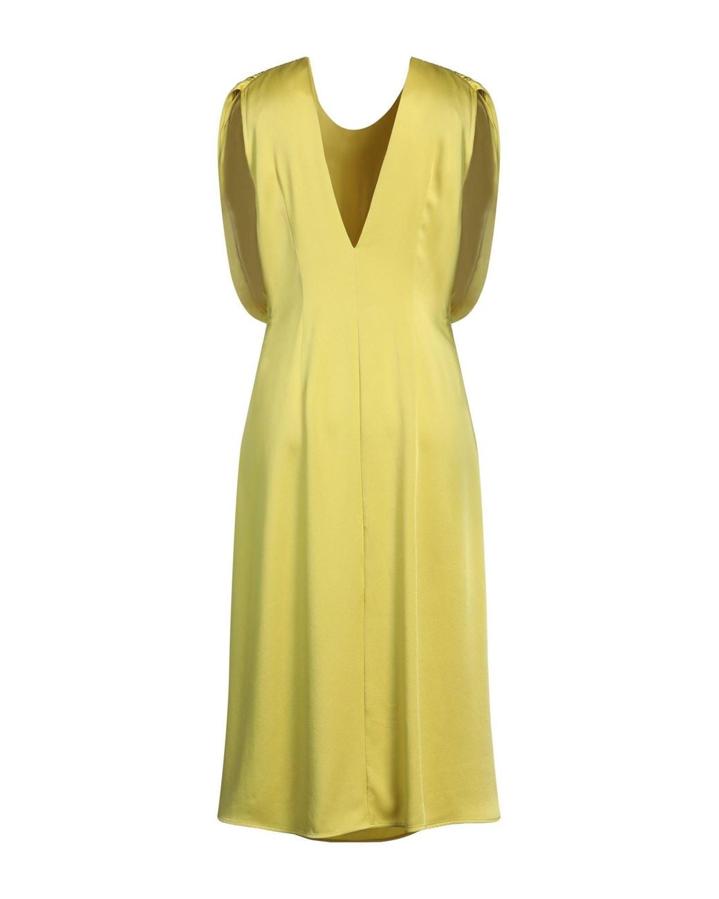 Jil Sander Yellow Midi Dress Acetate, Viscose