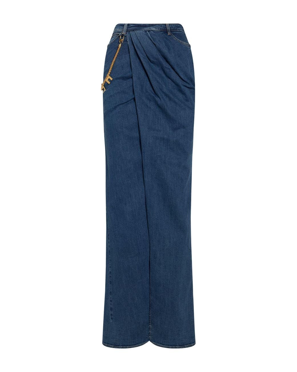 Elisabetta Franchi Blue Denim Skirt Polyester, Cotton