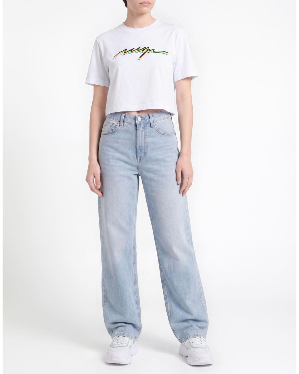 MSGM White T-Shirt Cotton