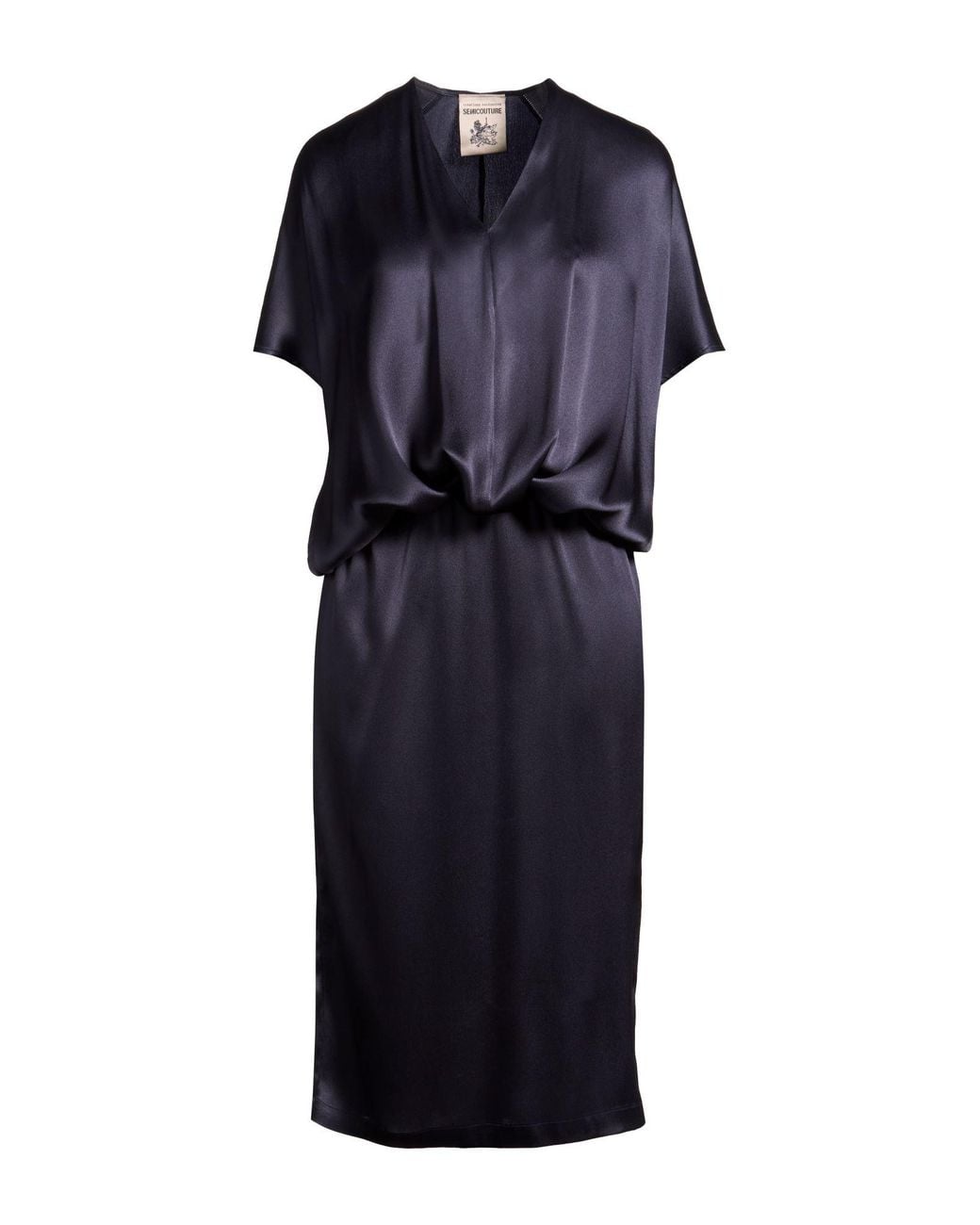 Semicouture Blue Midi Dress Acetate, Silk