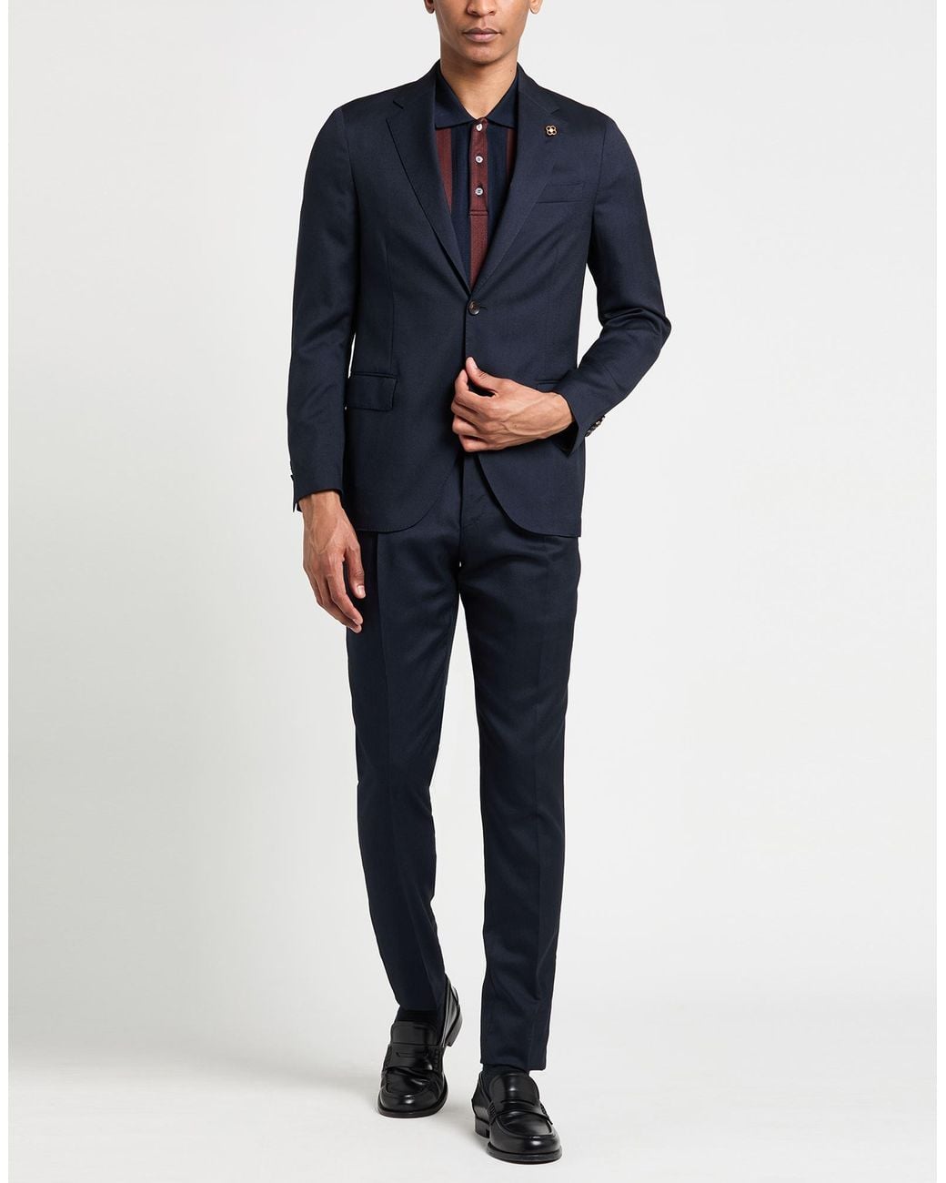 Lardini Blue Midnight Suit Wool, Silk for men