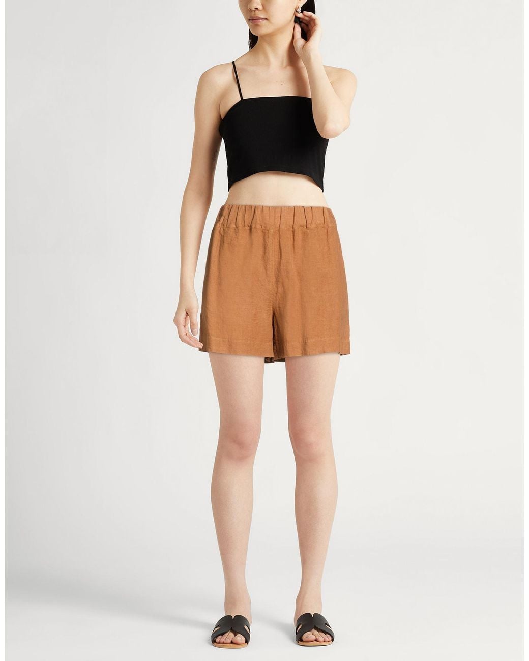 120% Lino Brown Shorts & Bermuda Shorts