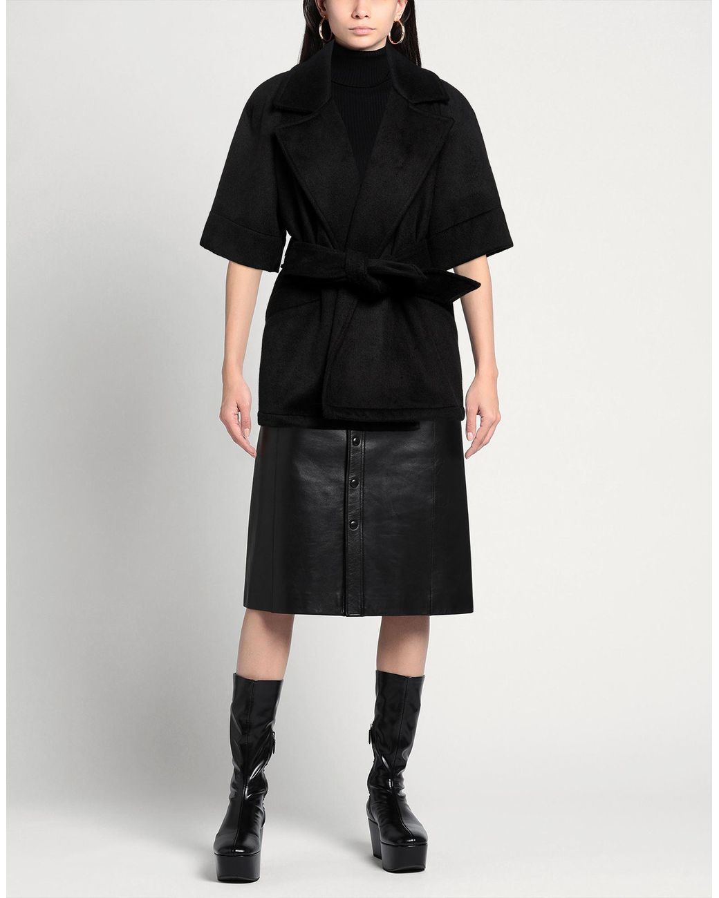 Please Black Coat Polyester, Viscose