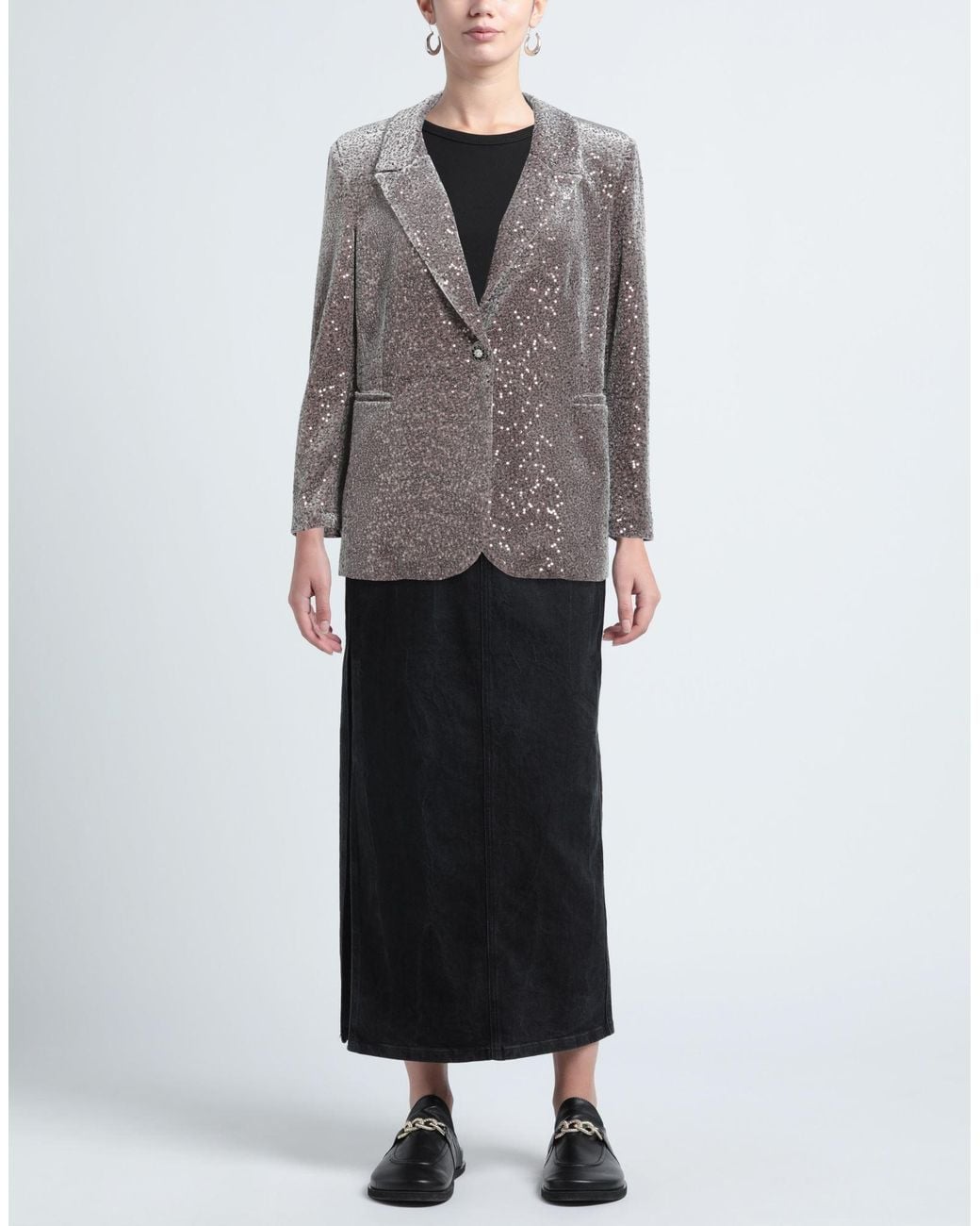 Soallure Gray Blazer Polyester, Elastane