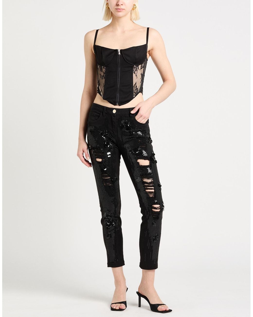 Siste's Black Top Polyester, Viscose, Elastane