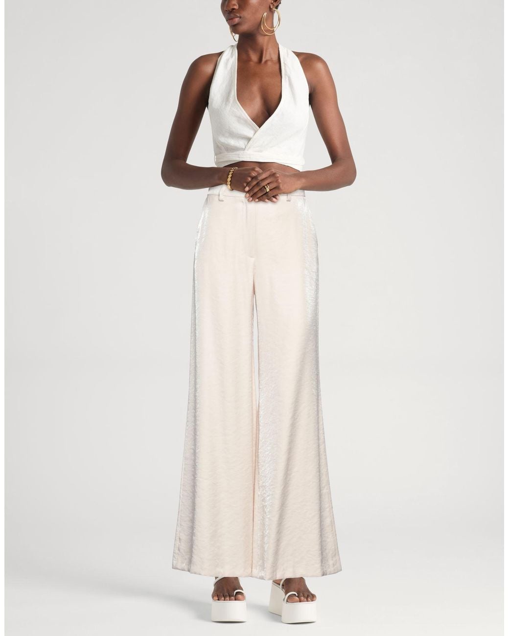 Liu Jo White Ivory Pants Viscose, Polyester