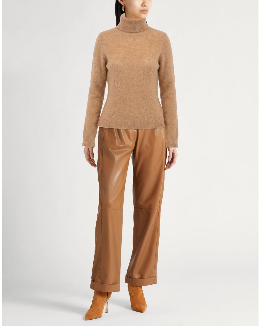 Sportmax Natural Sand Turtleneck Alpaca Wool, Polyamide, Elastane