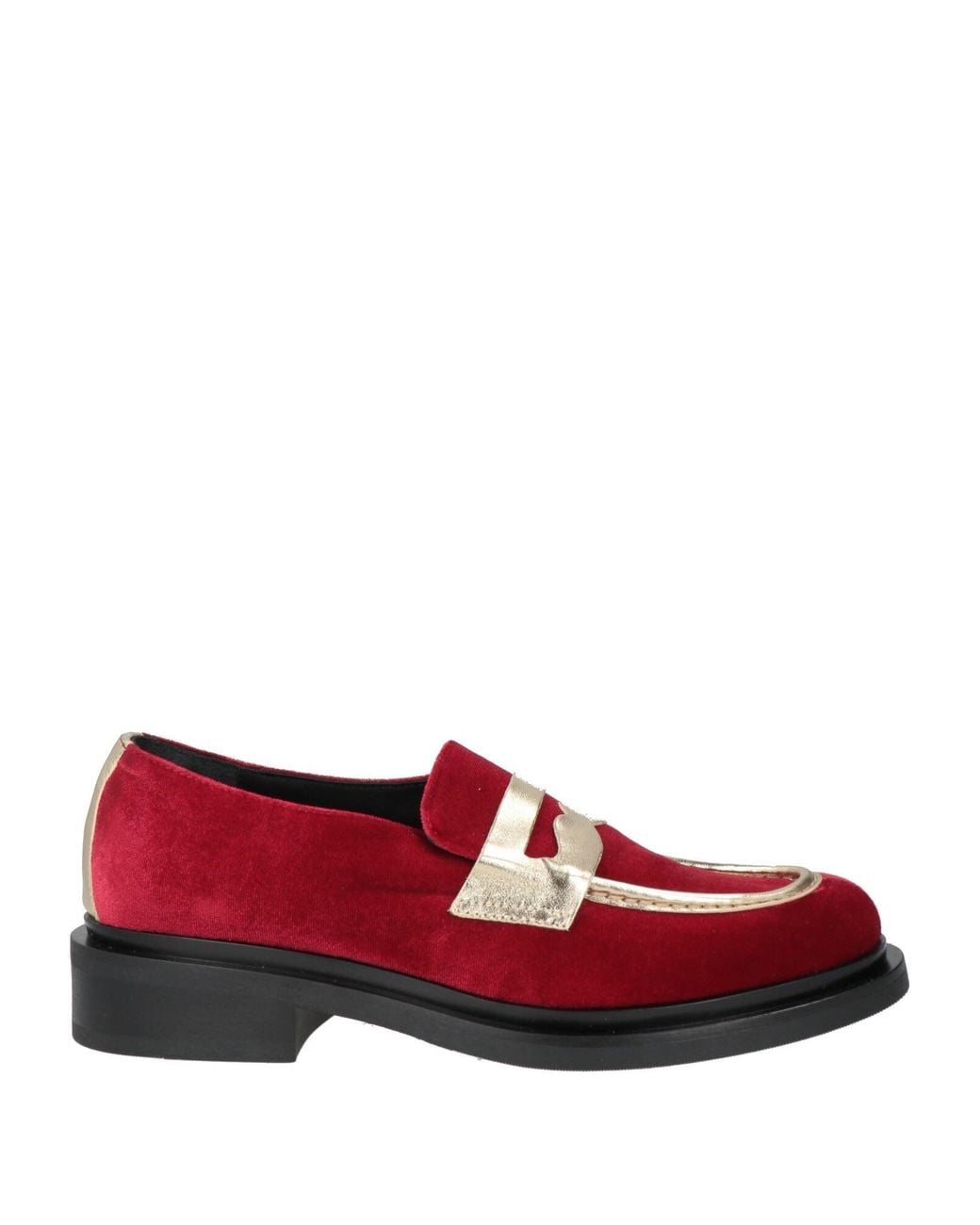 Nila & Nila Red Loafers Textile Fibers, Synthetic Material