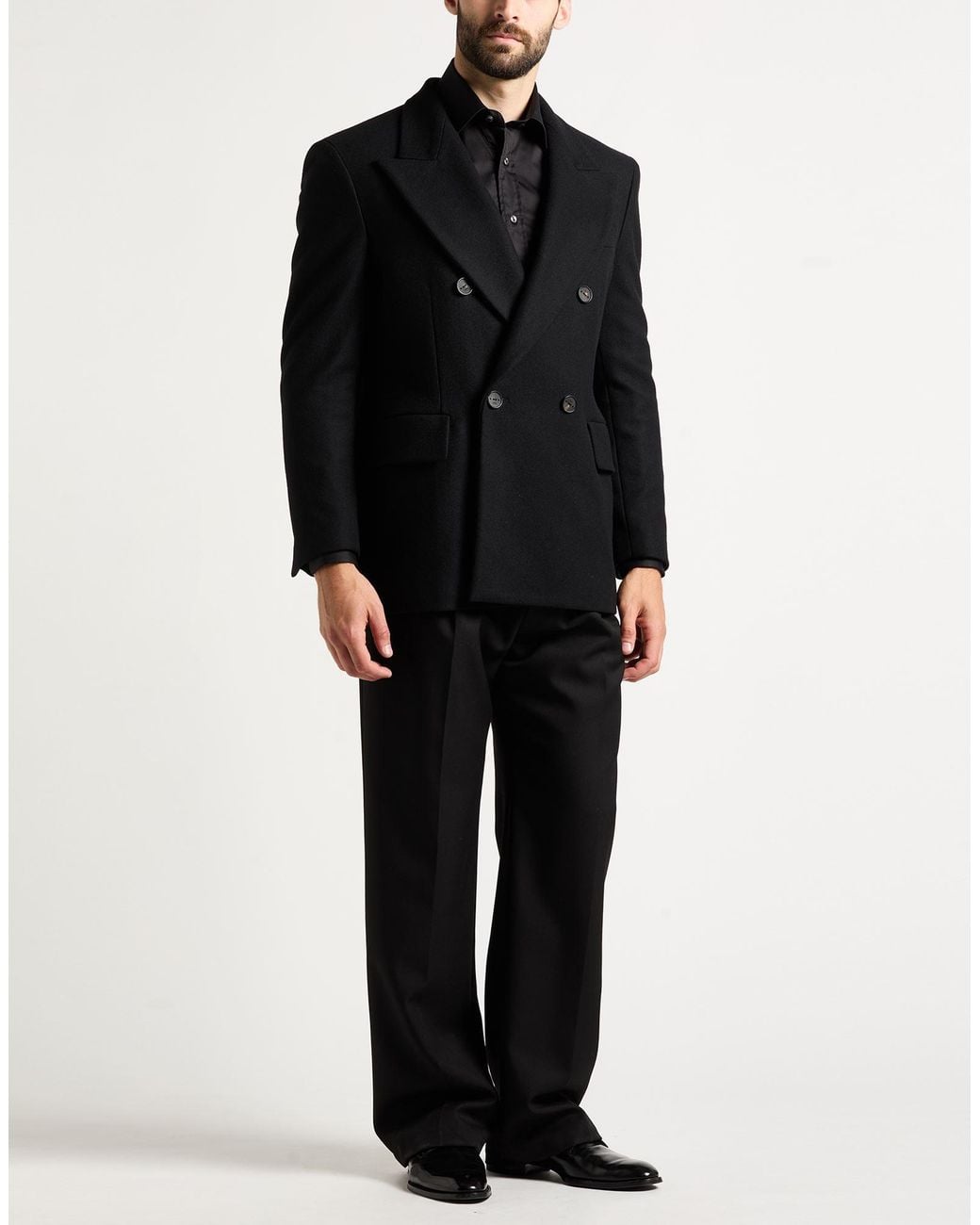Hevò Black Coat Virgin Wool, Polyamide for men