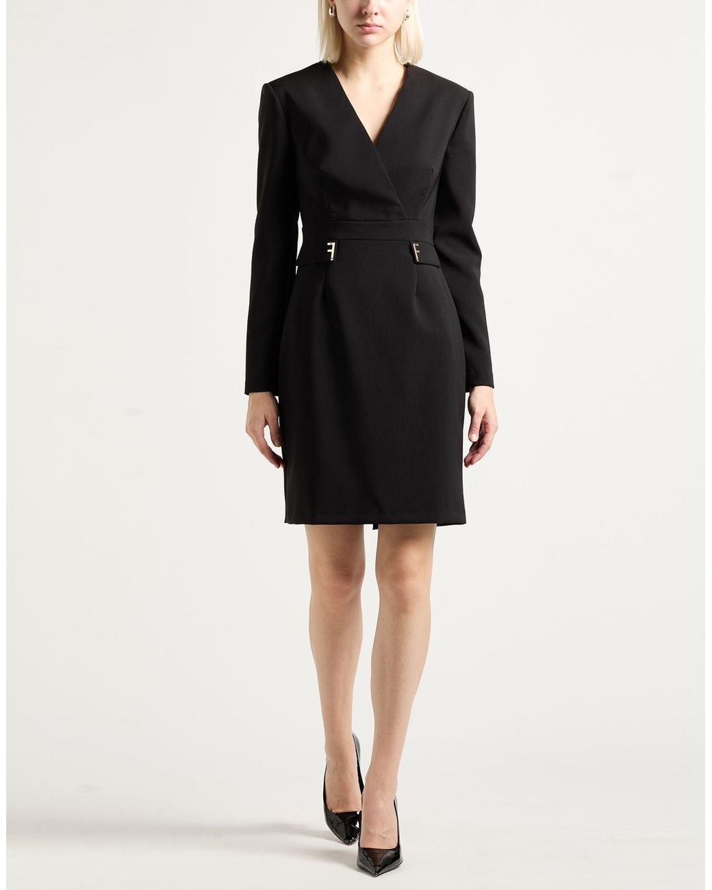 Fracomina Black Mini Dress Polyester, Elastane