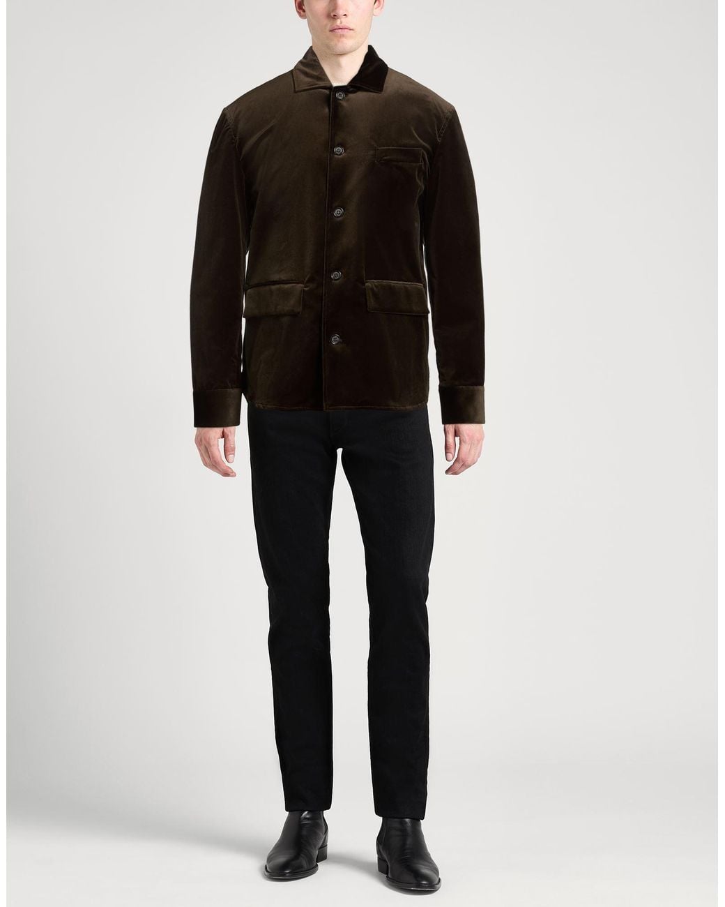 Paolo Pecora Black Dark Jacket Cotton, Elastane for men