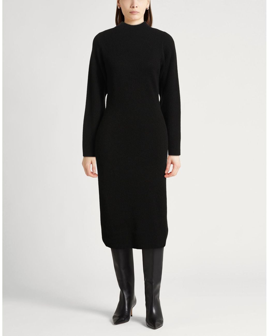 Agnona Black Midi Dress Cashmere