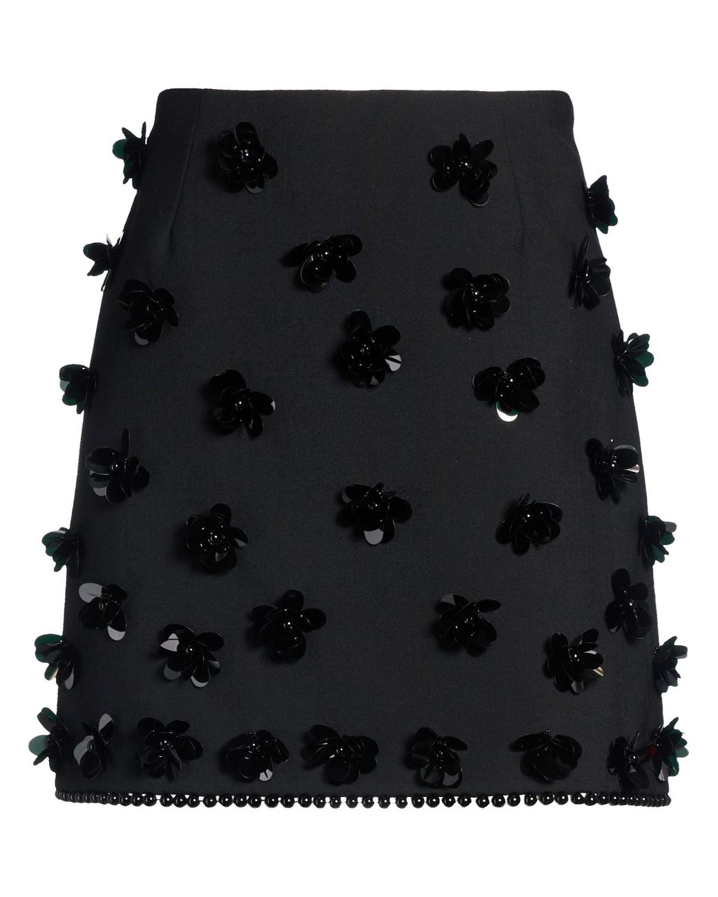 Semicouture Black Mini Skirt Polyester, Virgin Wool, Elastane