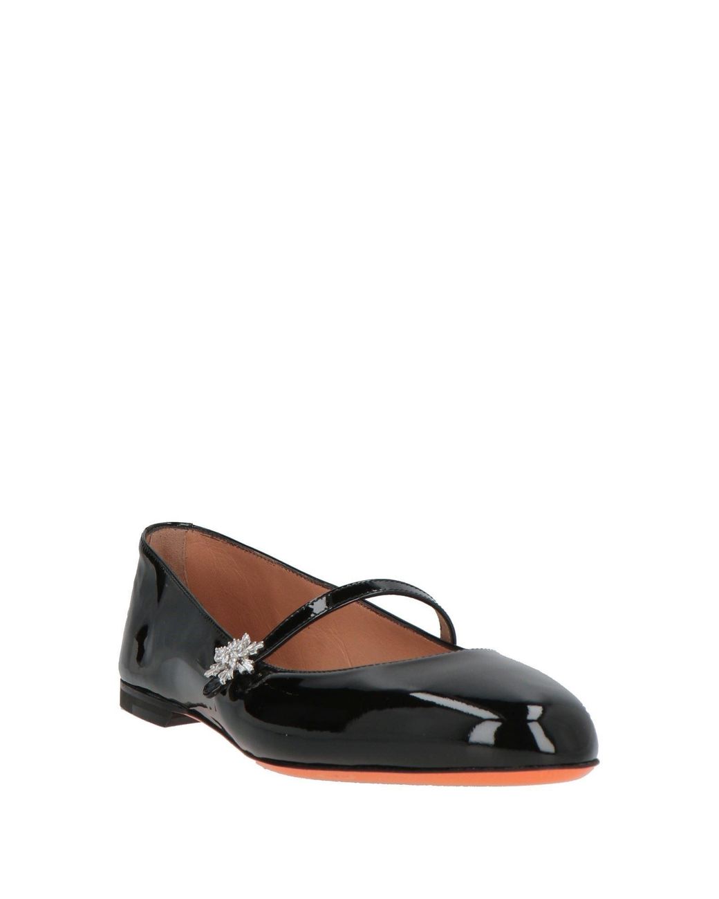 Santoni Black Ballet Flats Leather