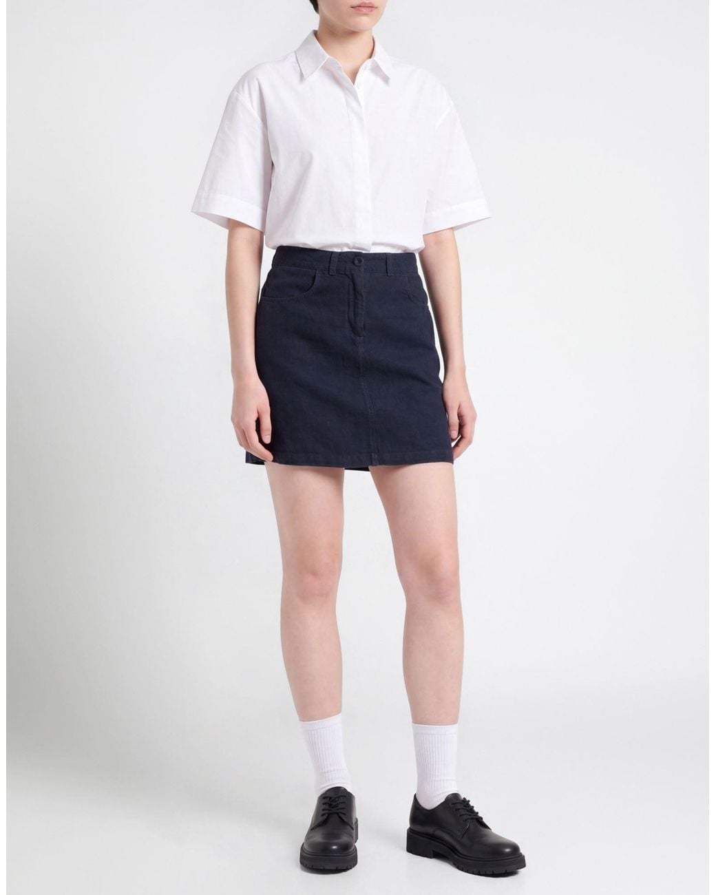 120% Lino Blue Mini Skirts