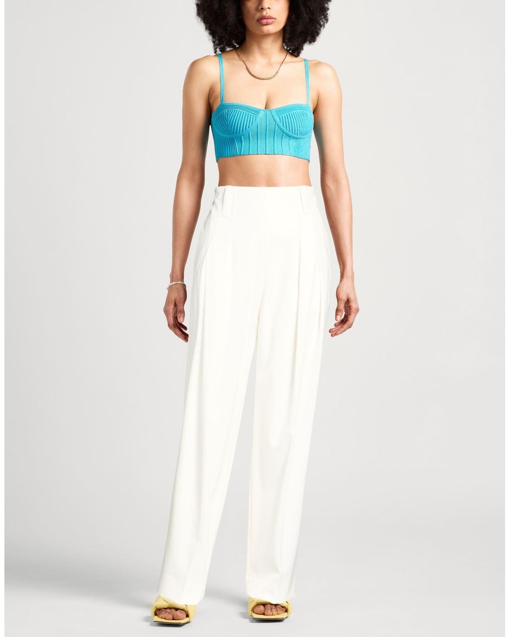 Victoria Beckham White Pants Wool, Polyester
