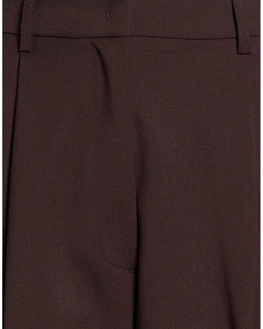 THE LATEST Brown Dark Pants Polyester, Virgin Wool, Elastane
