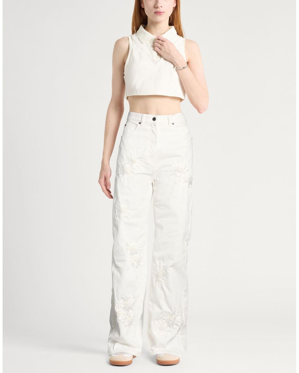 MSGM White Pants Cotton