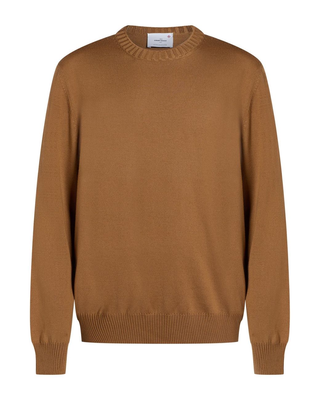 Gran Sasso Brown Athleisure Camel Sweater Virgin Wool for men