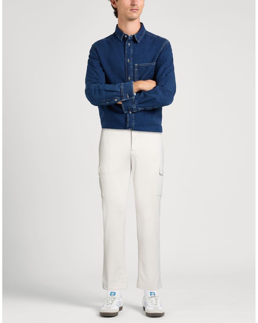 Daniele Alessandrini White Pants Polyester, Viscose, Elastane for men