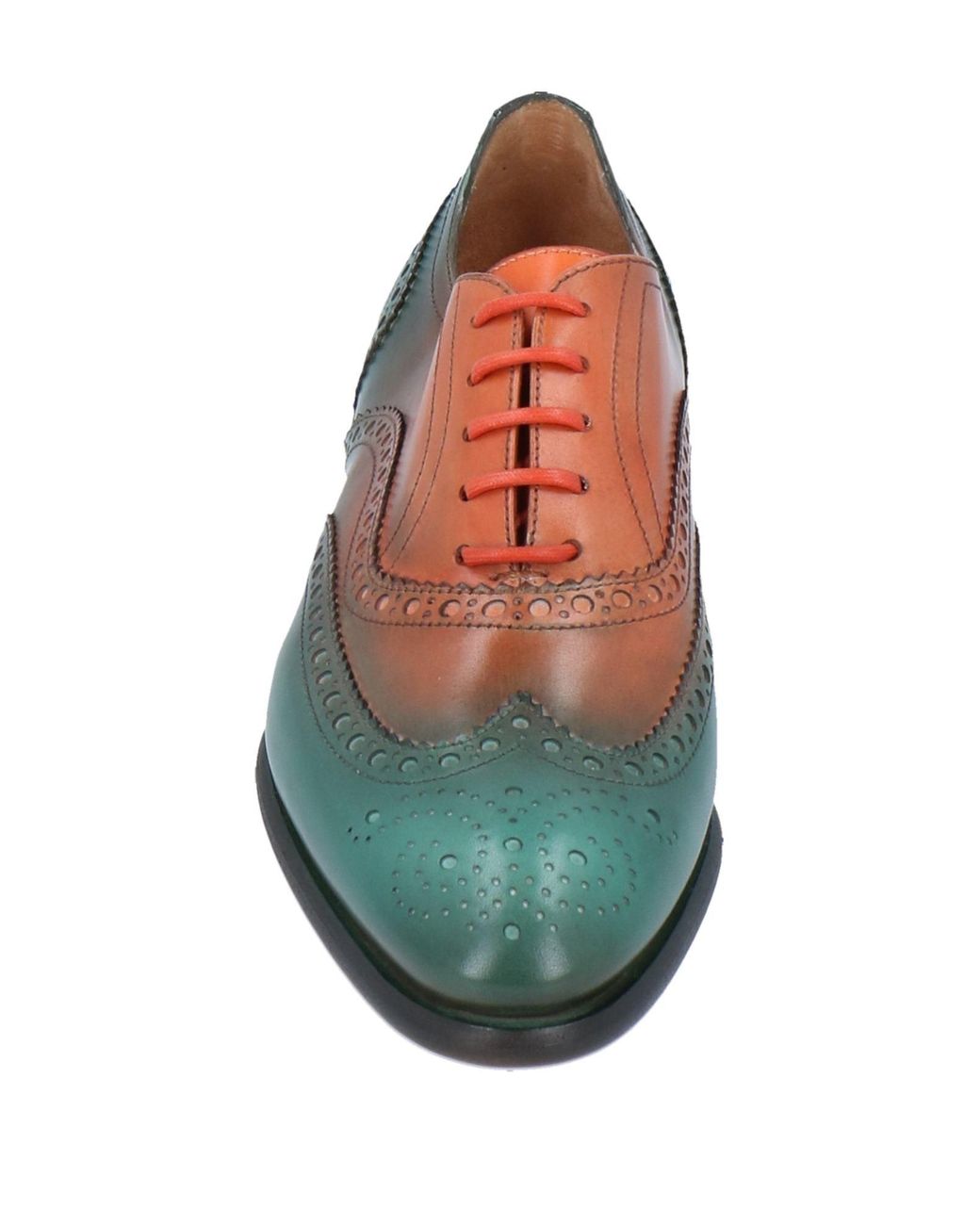 Santoni Leather Lace-up Shoes in Green - Lyst