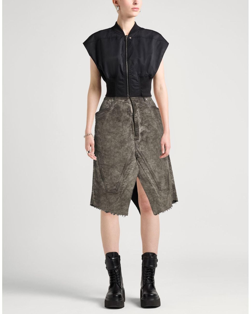 Rick Owens Gray Midi Skirt