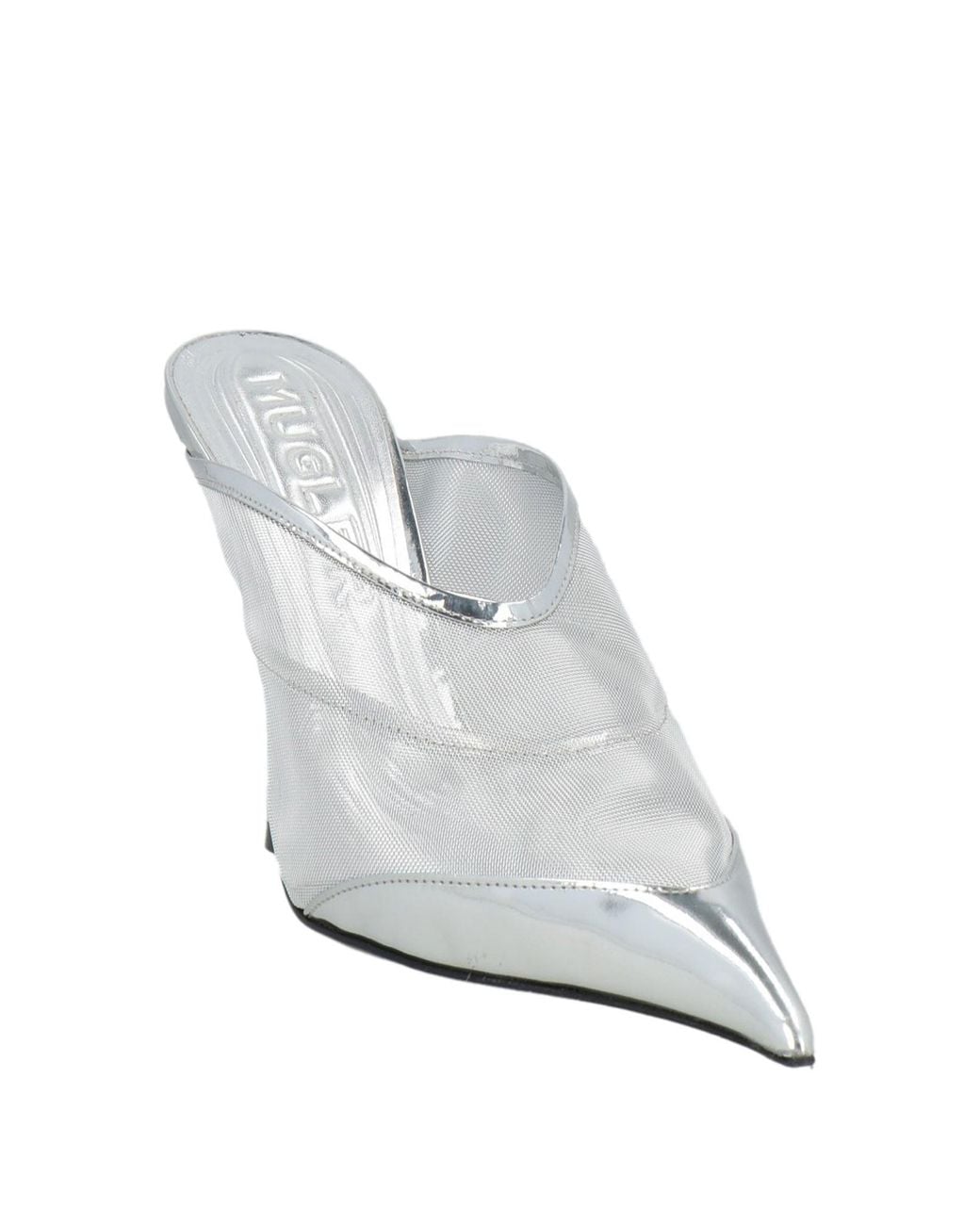 Mugler White Mules & Clogs Leather, Synthetic Material