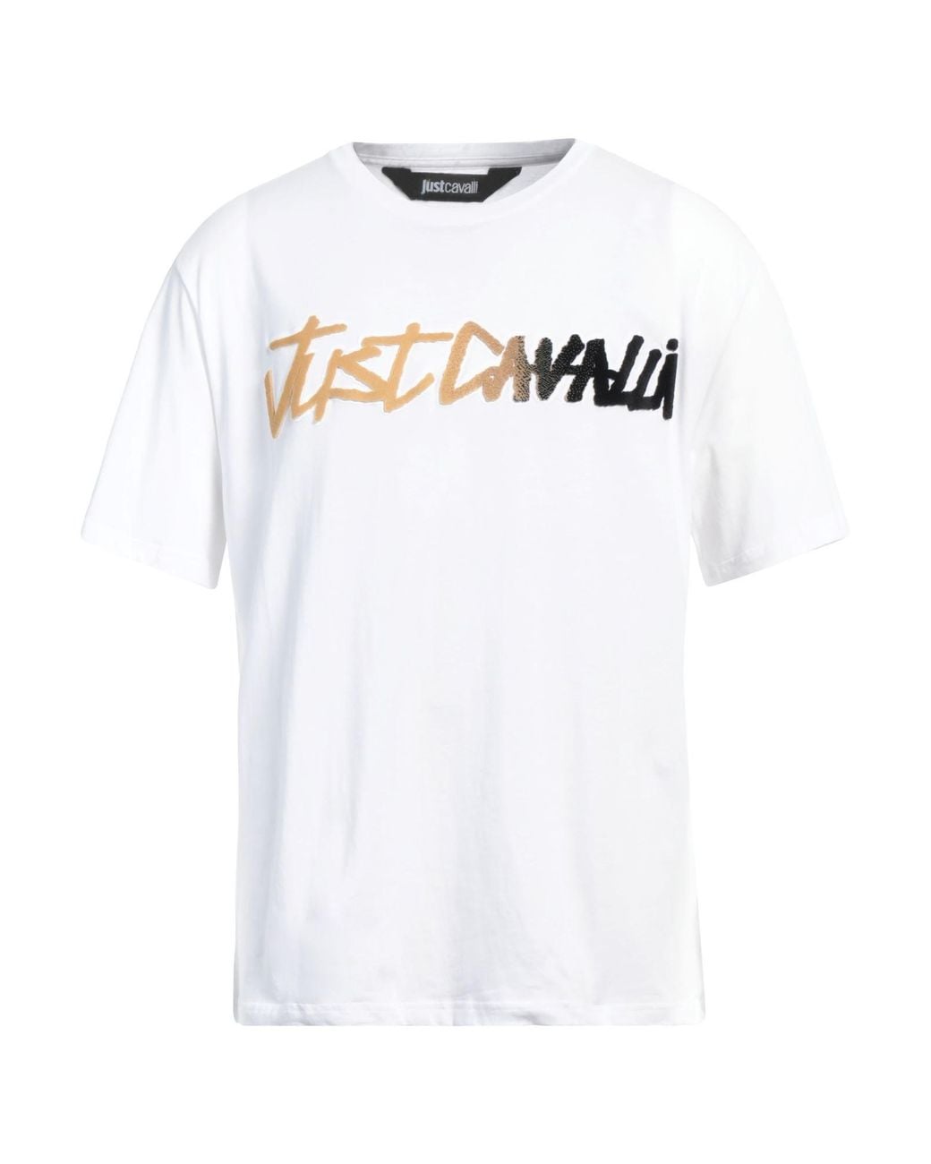 Just Cavalli White Printed Jersey Crewneck T-Shirt for men