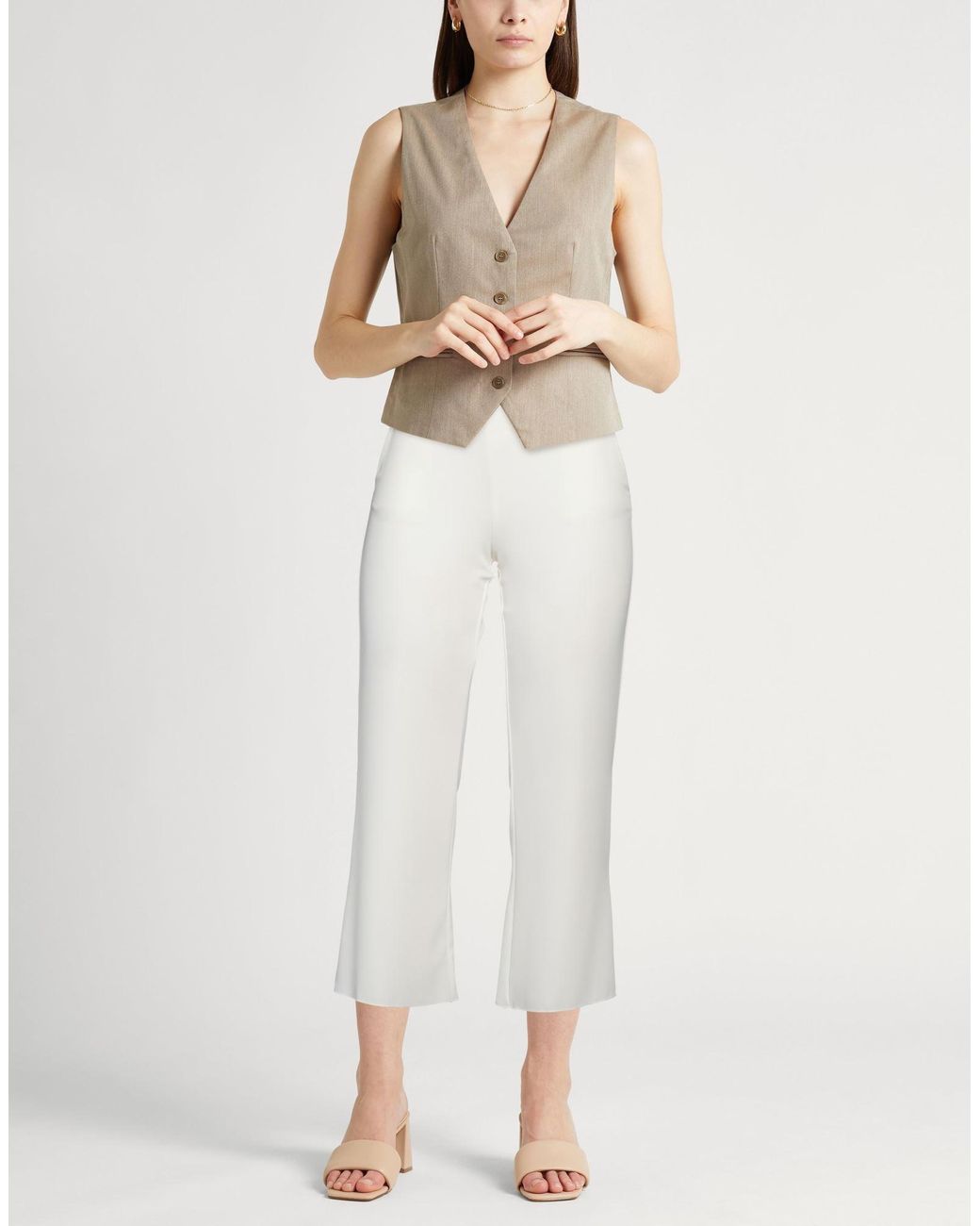 .., merci italia White Pants Polyester, Elastane