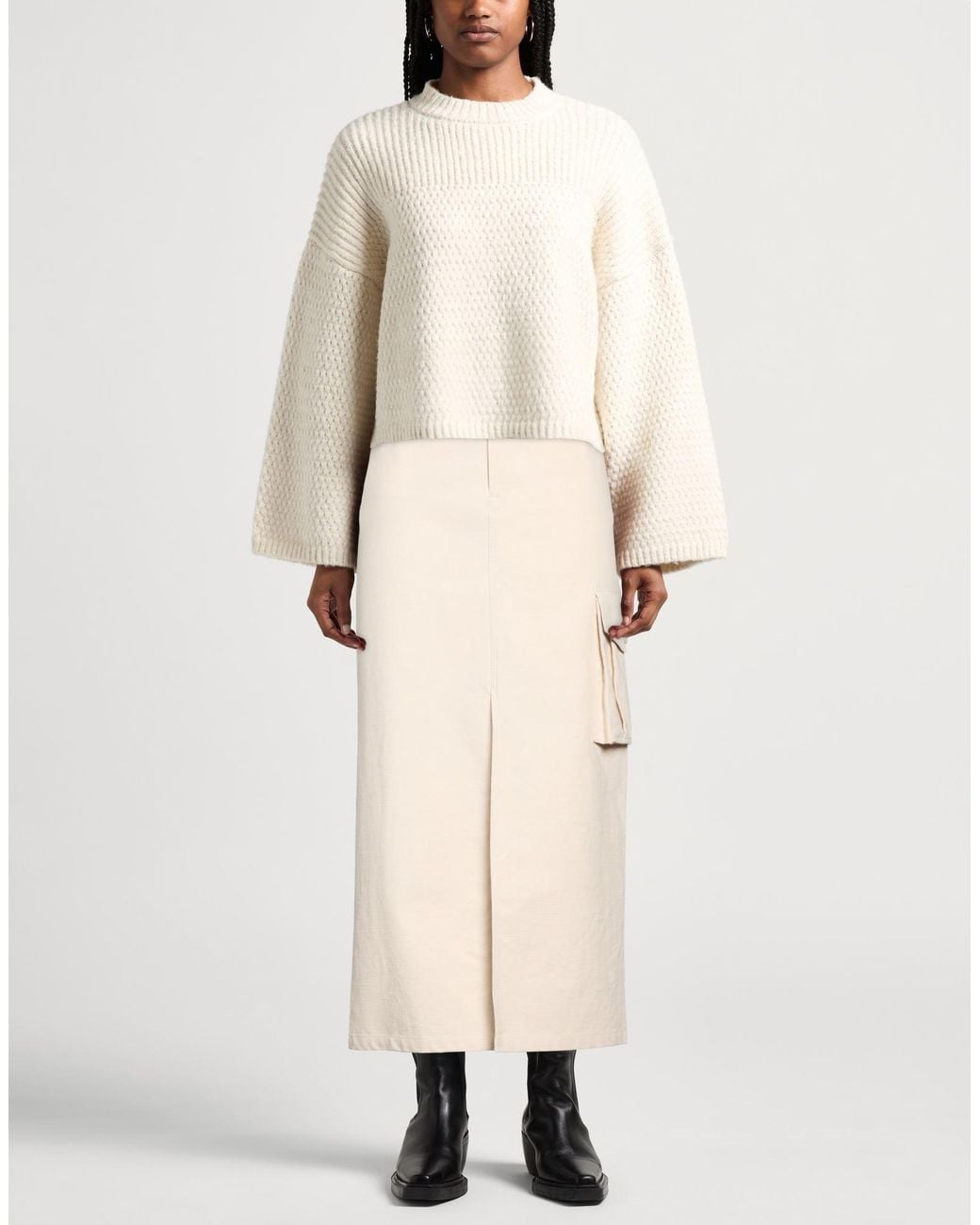 Filippa K Natural Ivory Maxi Skirt Cotton, Linen
