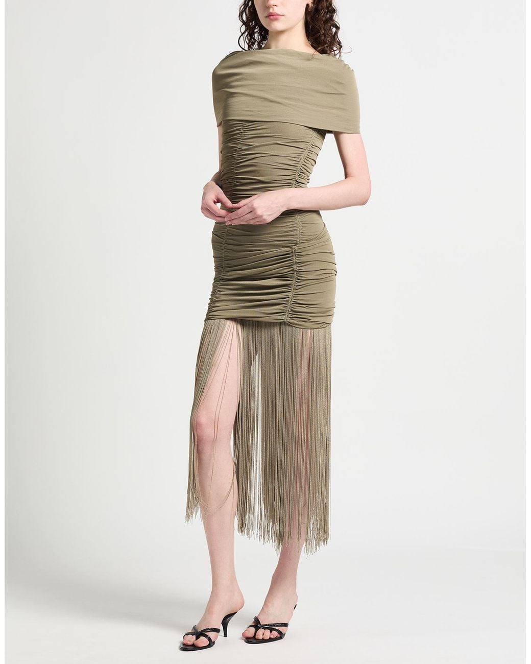 Khaite Natural Military Maxi Dress Viscose, Polyamide