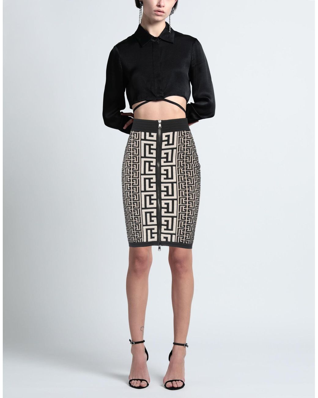 Balmain Black Midi Skirt