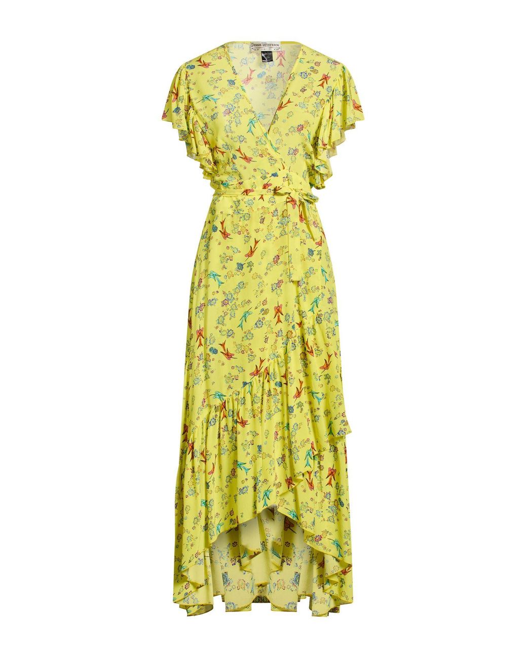 Jessie Western Yellow Midi Dress Silk