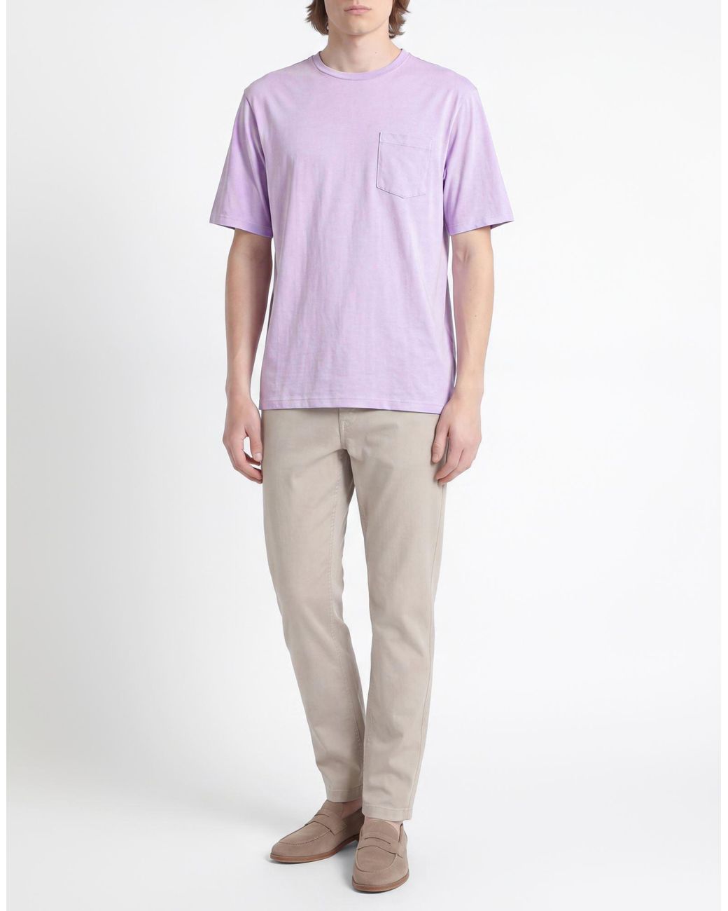 Officine Generale Purple T-Shirt Lyocell, Cotton for men