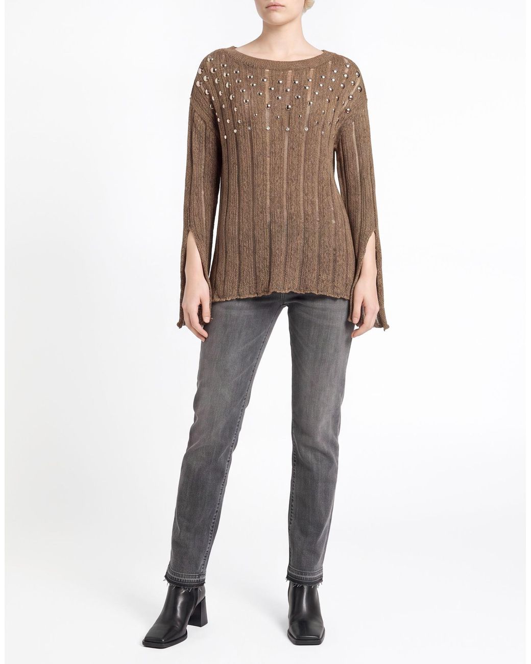 Aviu Brown Sweater Linen, Cotton, Polyamide