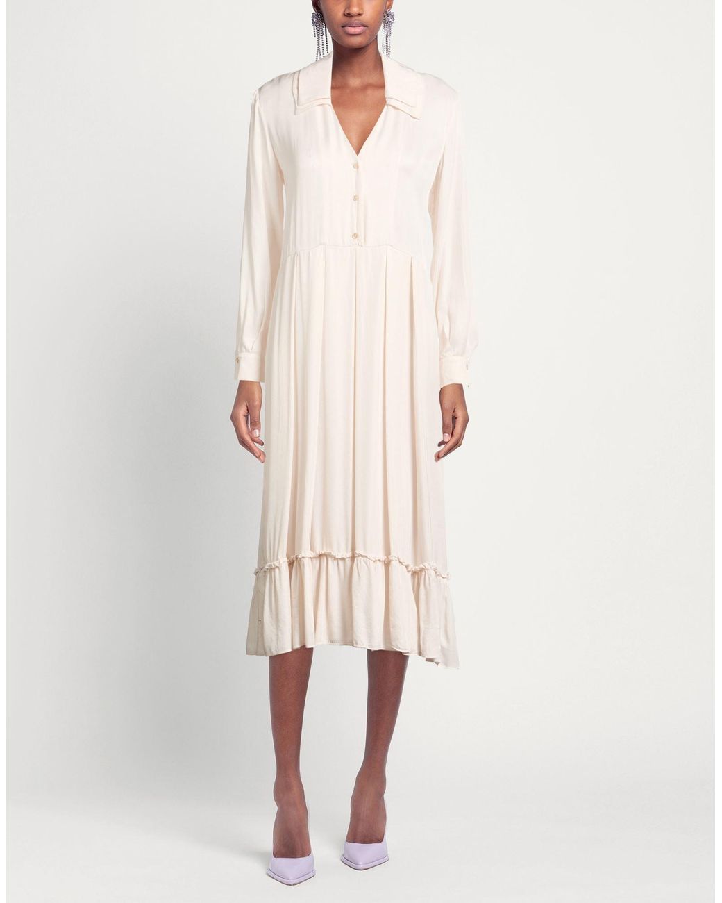 ALESSIA SANTI Natural Midi Dress Cotton, Polyamide, Elastane