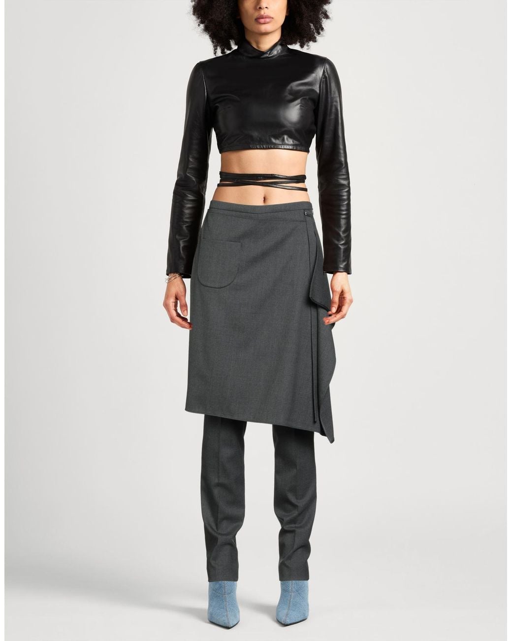 Courreges Gray Pants Virgin Wool, Elastane