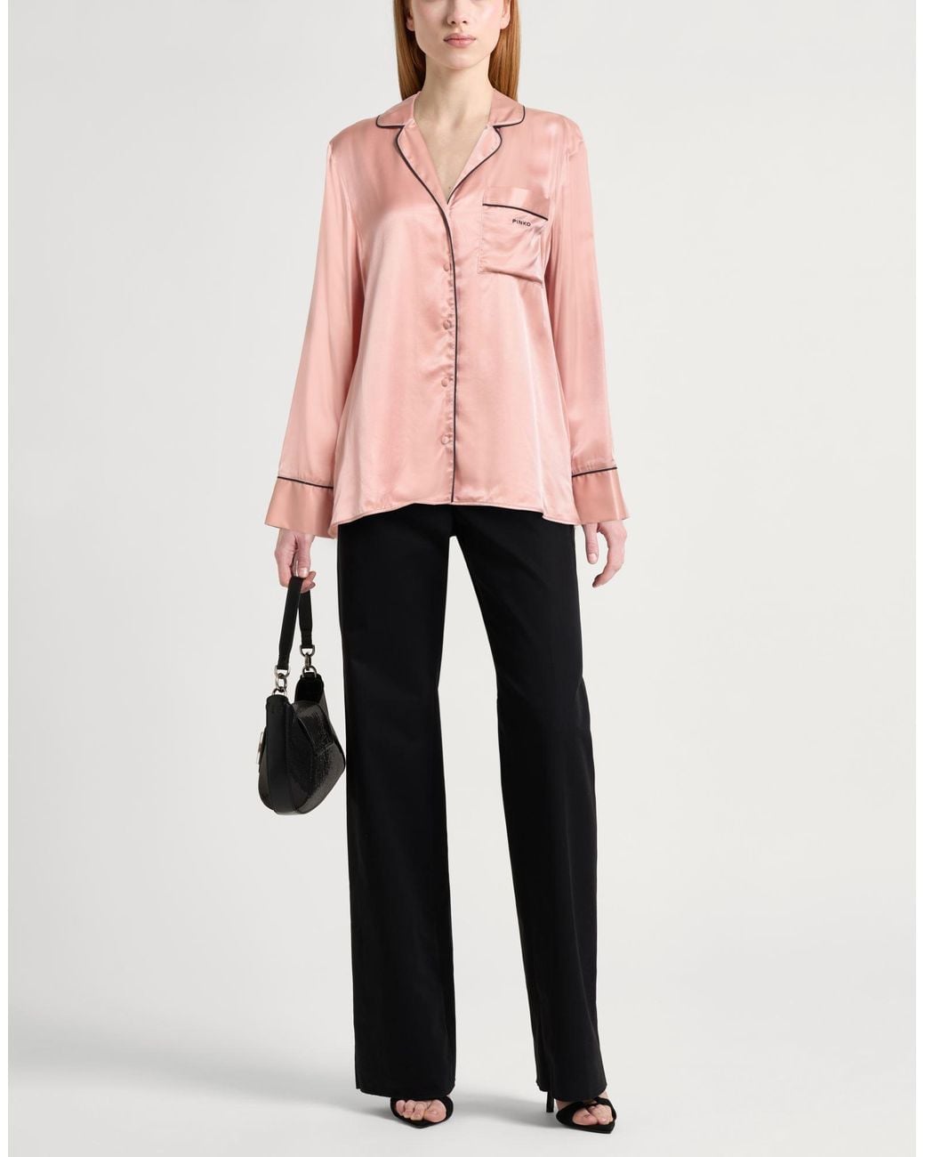 Pinko Pink Shirt Viscose, Silk