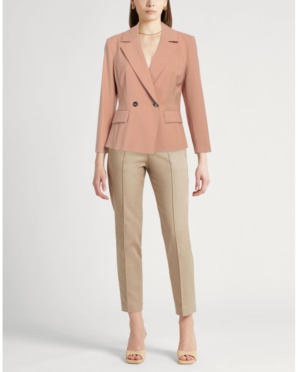 Marella Pink Camel Blazer Polyester, Virgin Wool, Elastane